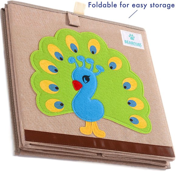 NWT Bearcubs Toy Box - Folding Canvas Small Cube Toy Chest for Toy Storage NEW - Picture 2 of 4